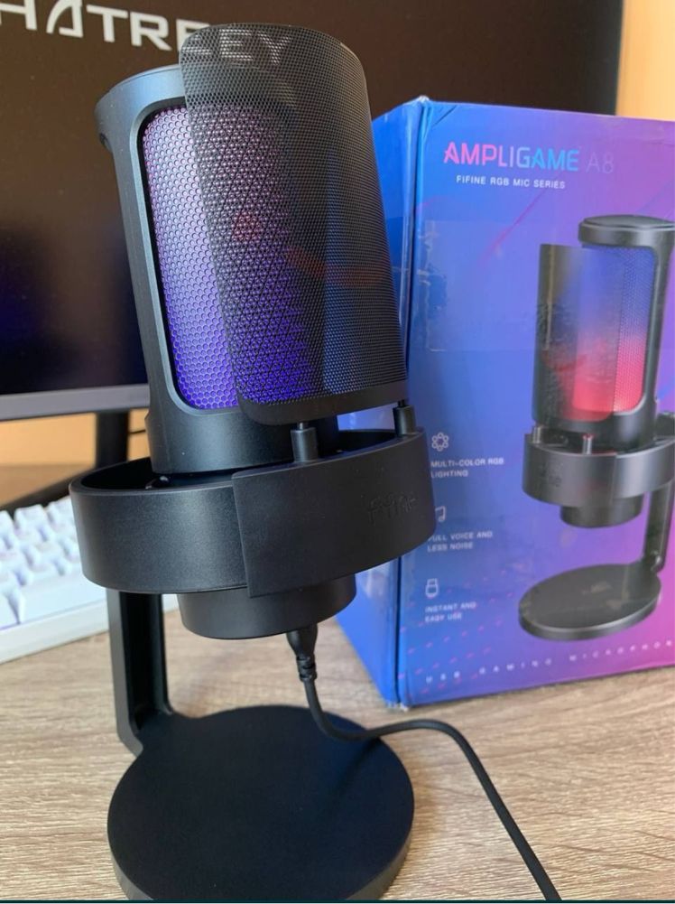Новий! Fifine Ampligame A8 RGB - Чорний кондесаторний USB мікрофон