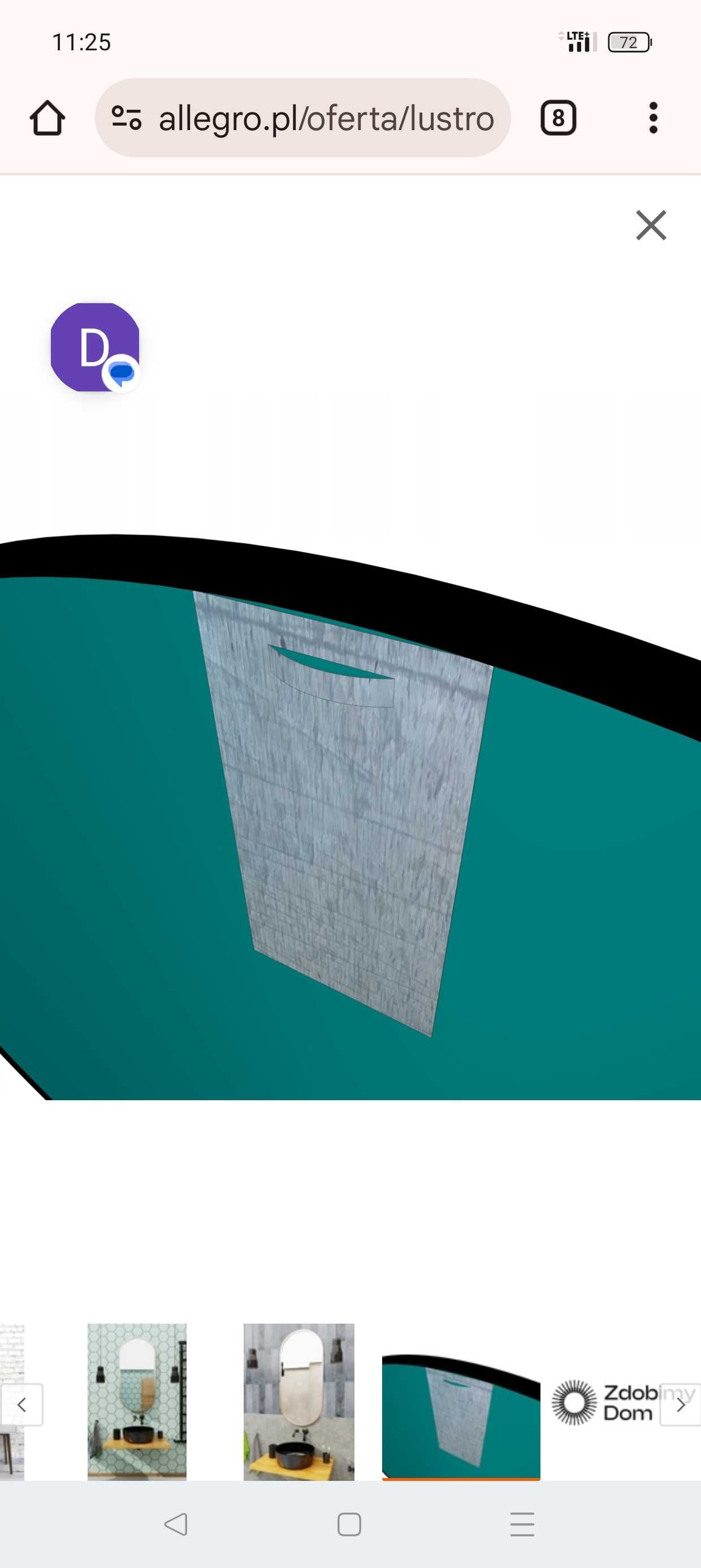 NOWE owalne lustro w miedzianej ramie 60x 125cm