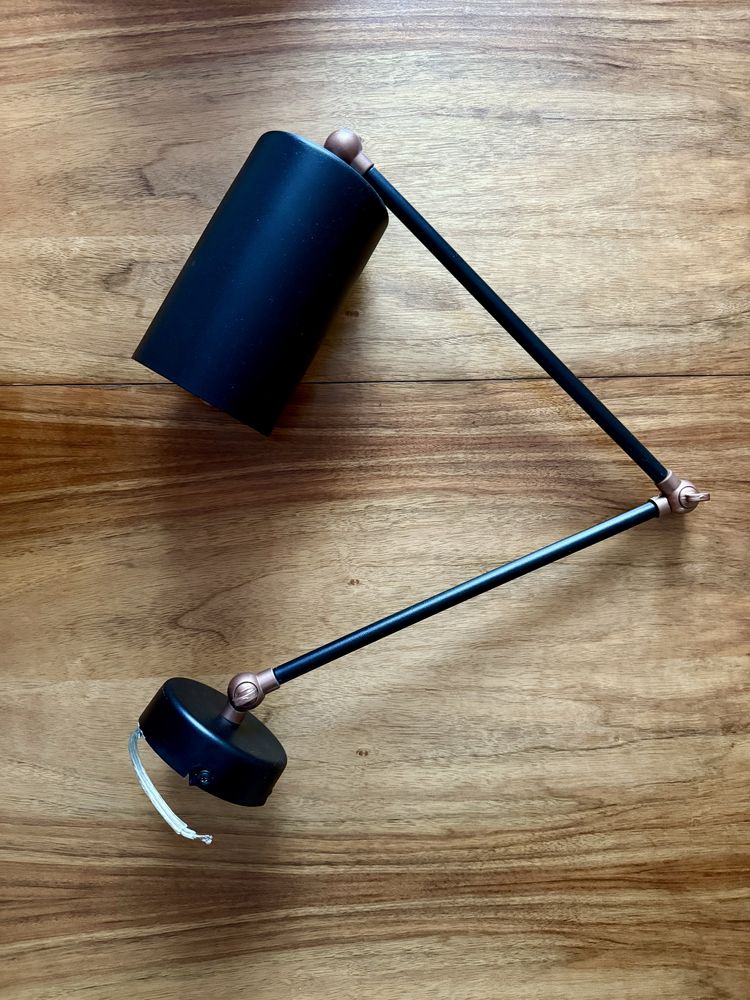 Lampa ścienna/kinkiet czarna, miedziana, loft! +GRATIS!