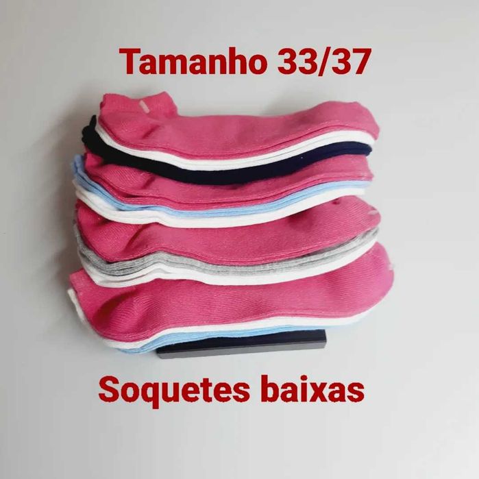 12 pares de soquetes tamanho 33/37 em algodão do bom.