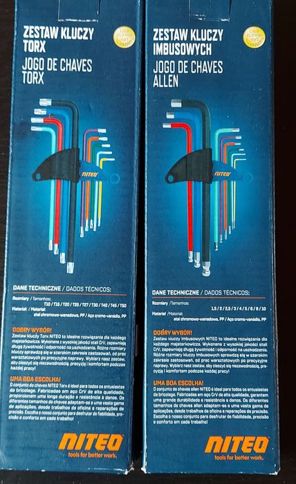 Zestaw kluczy imbusowych + Zestaw kluczy TORX Niteo