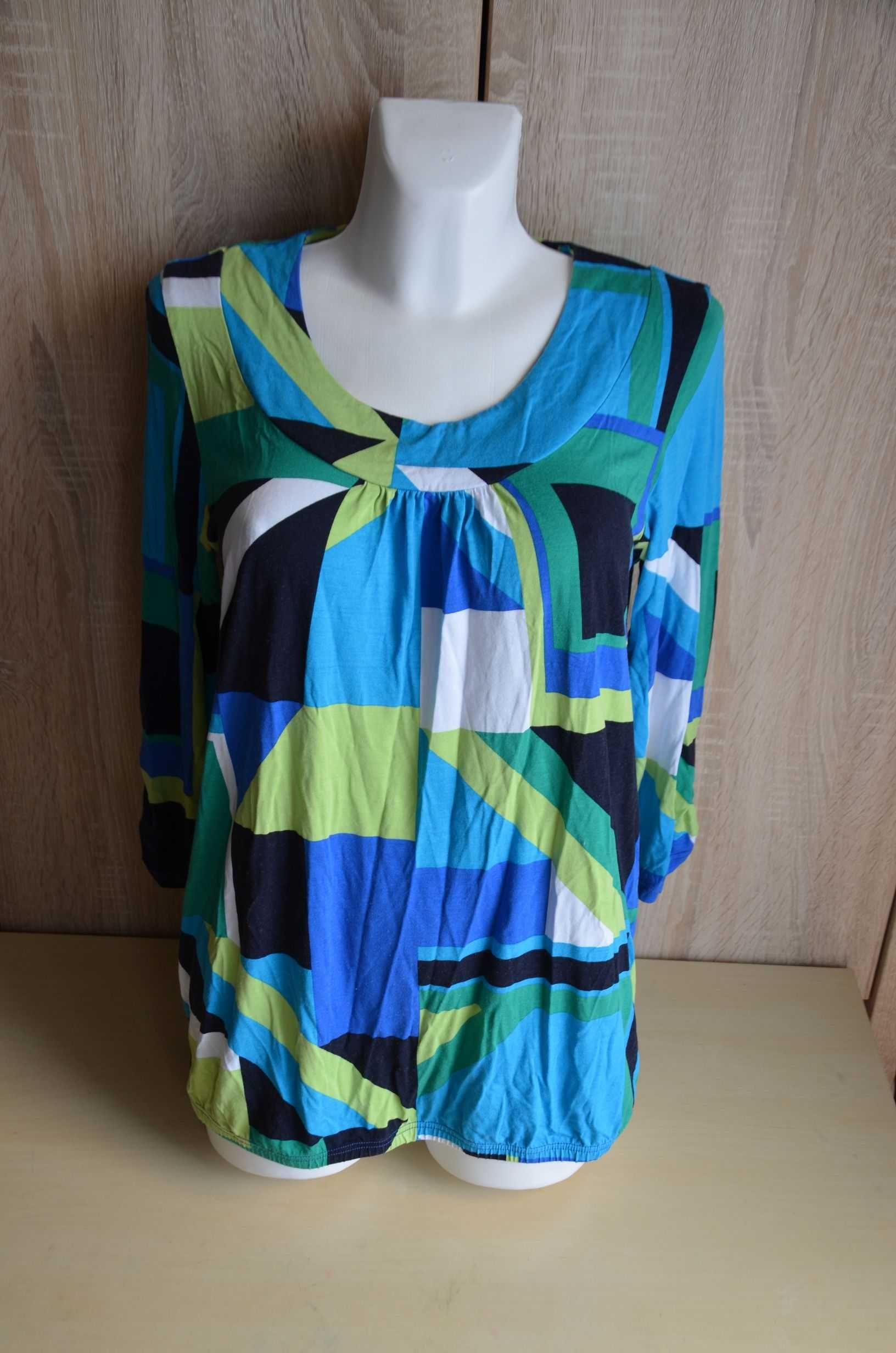Bluzka z rękawem 3/4 kolorowa wzory cienka 40 L 42 XL