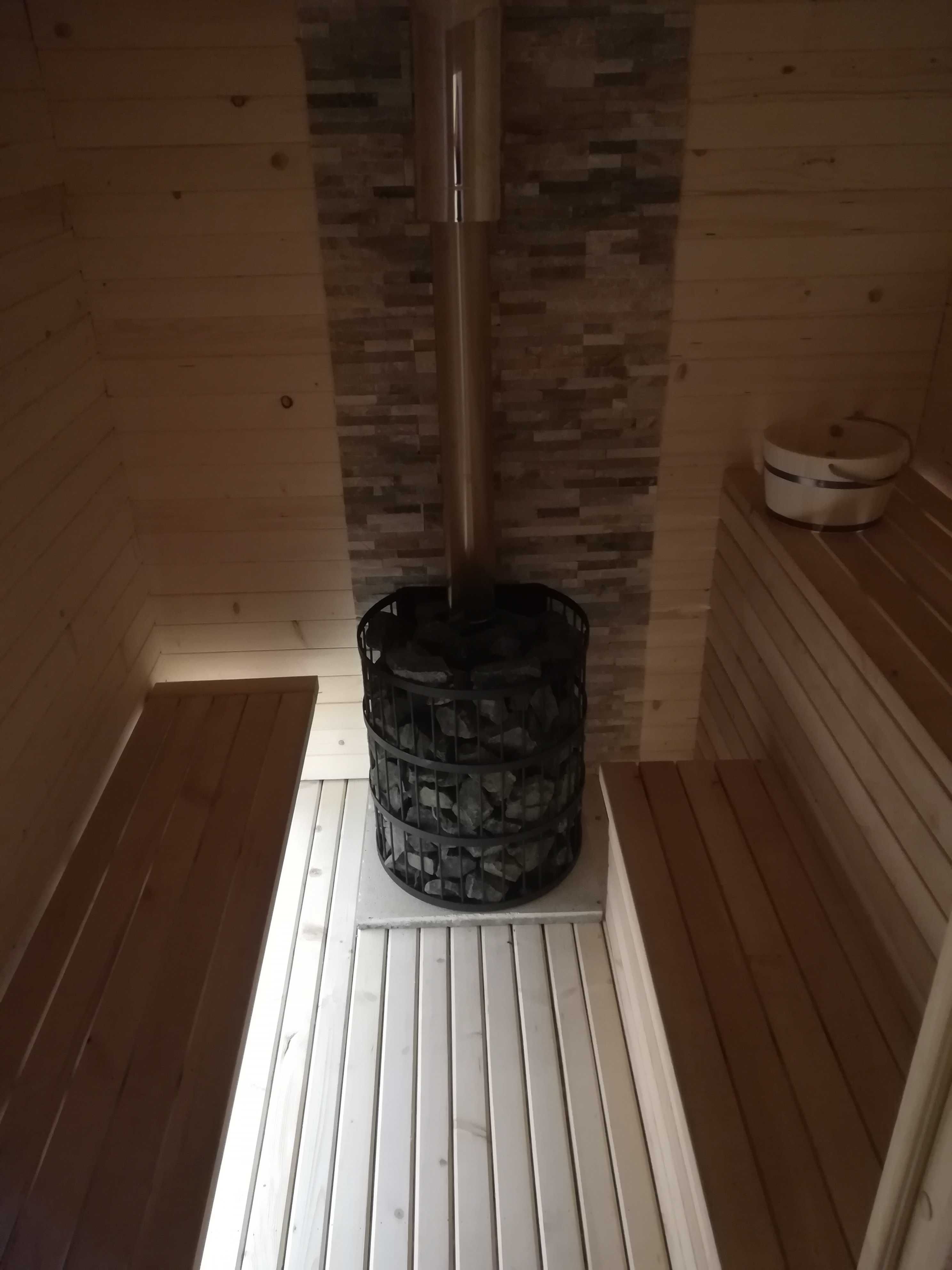 Sauna ogrodowa - sucha, ocieplana, przedsionek (gotowa do odbioru)