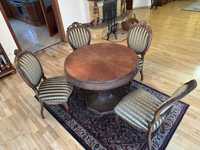 Stół drewniany z 4 krzesłami typu ludwik - antyk