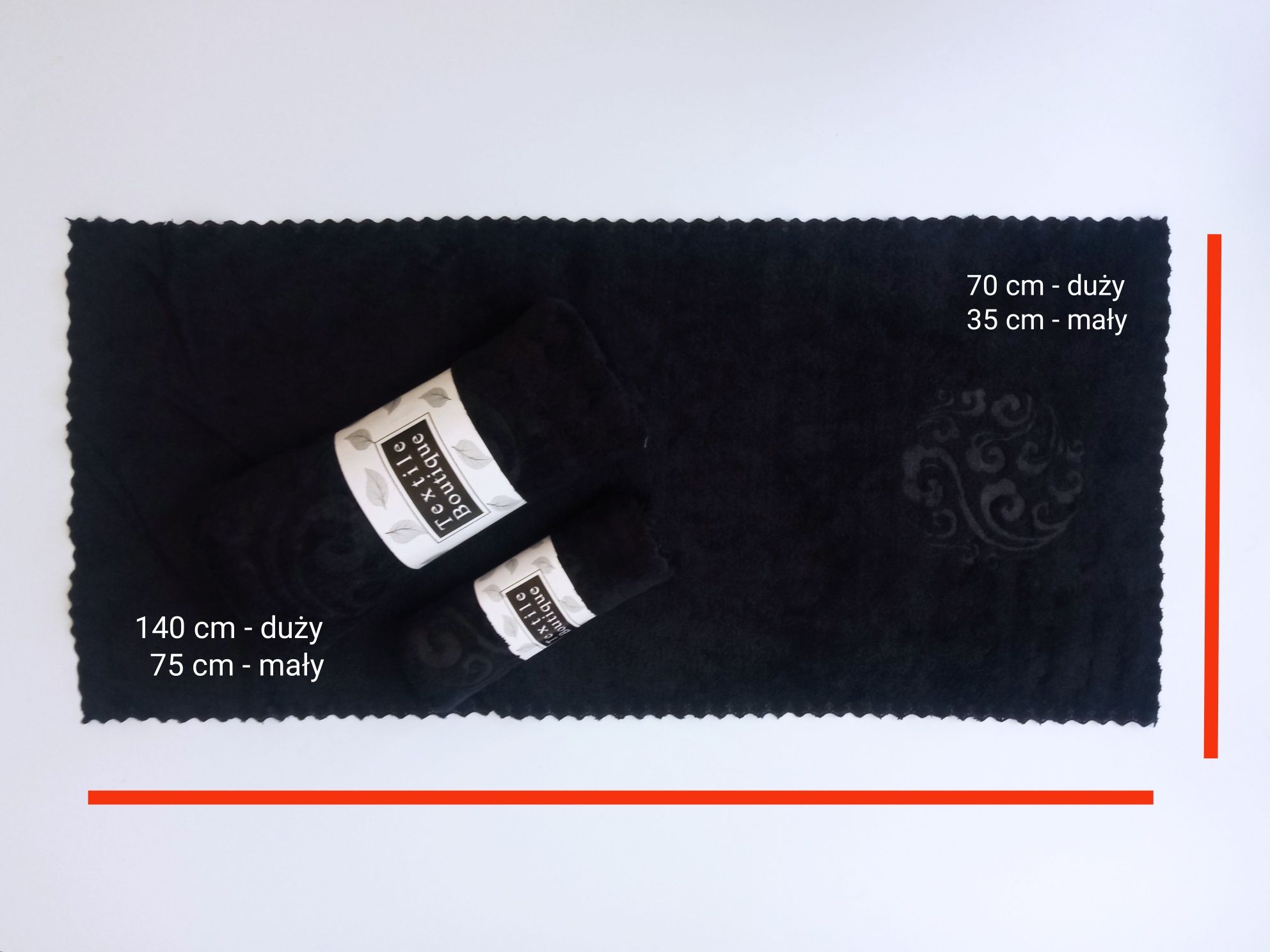 Ręcznik 2x szybko schnący, czarny elegancki wzór, komplet