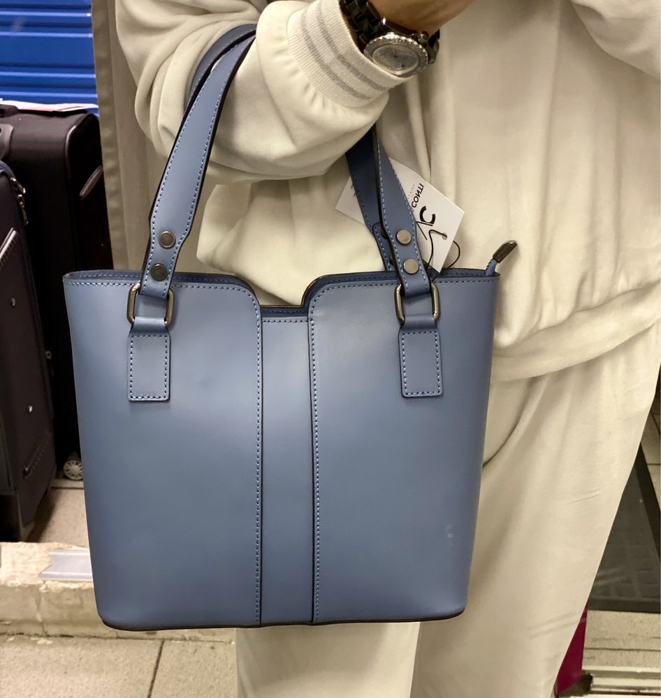 Virginia conti сумка джинс Голубая джигсовая сумка из гладкой кожи