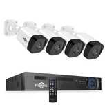 Kit Vídeo Vigilância POE 4 Câmaras 5MP C/ Áudio * Visão Noturna * APP