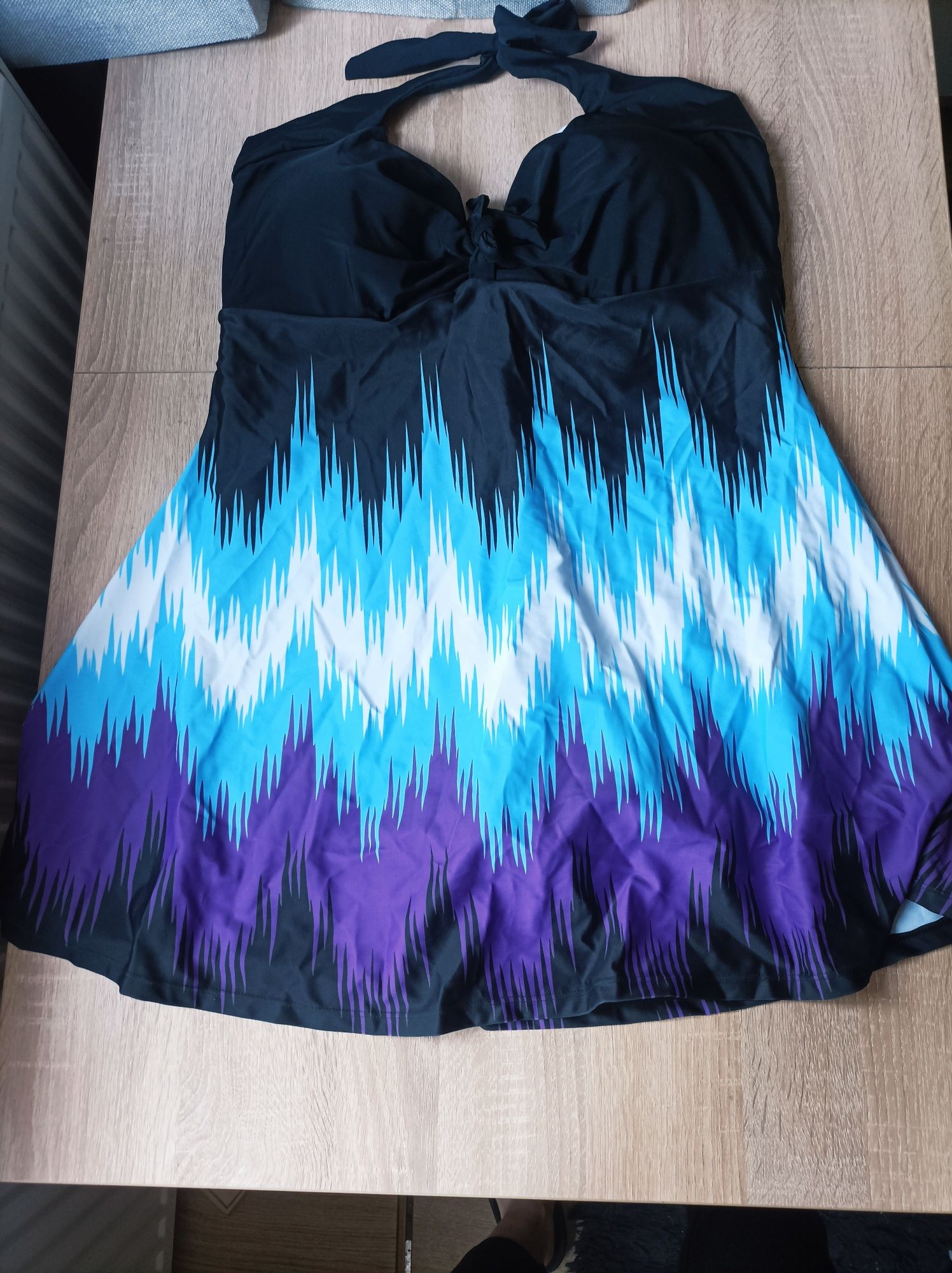 Oamenxi, kostium kąpielowy, plus size, modelujący z szortami, czarny,