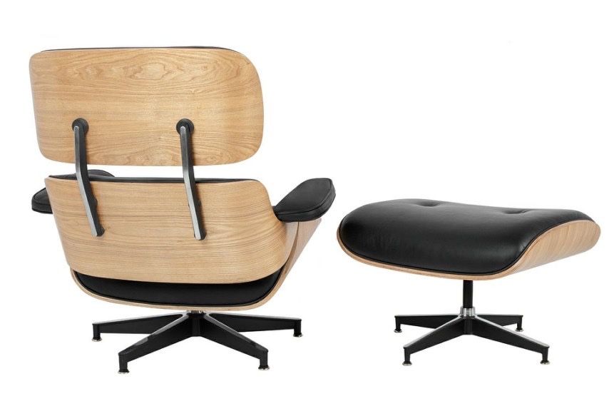 Крісло дизайнерське шкіряне Eames еймс з оттоманом для ніг
