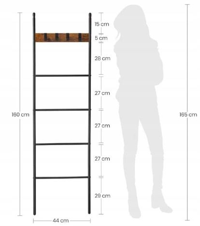 Vasagle Regał Z Nachyloną Drabiną, Wieszak Na Ręczniki Lls016B01