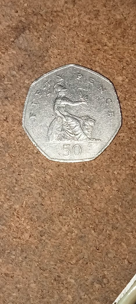 50 pence 1997 rainha Elizabeth II moeda britânica rara