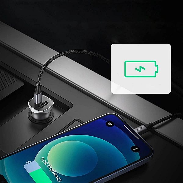 Ugreen szybka ładowarka samochodowa USB-A / USB-C 30W PD PPS szara (CD