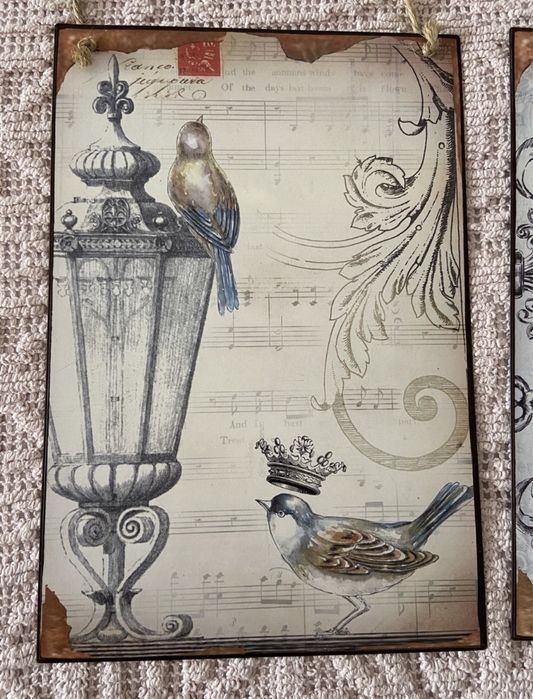 Peças decorativas em metal - pássaros, flores
