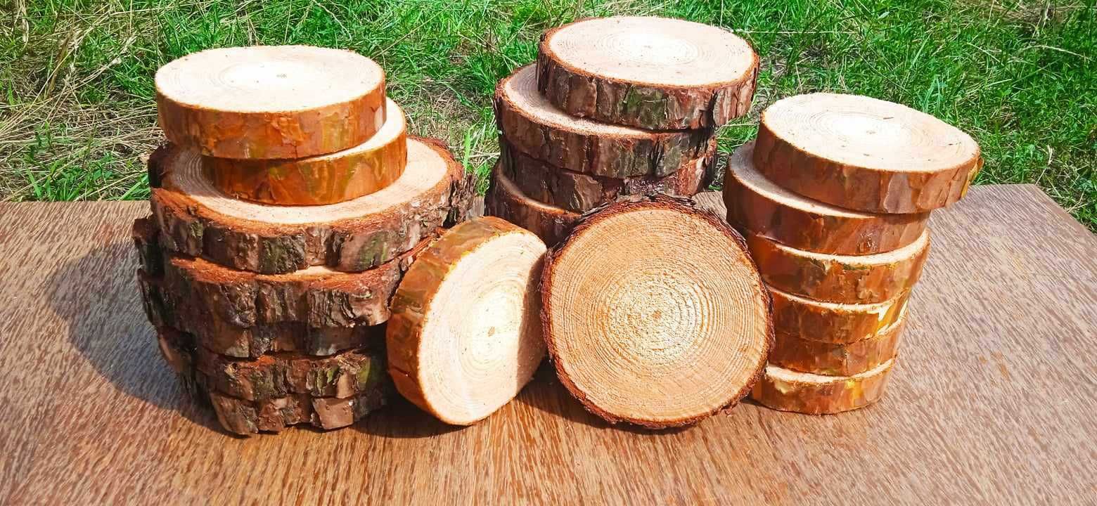 Plastry drewna, 60 sztuk, 10-15 cm, krążki drewniane, podstawki