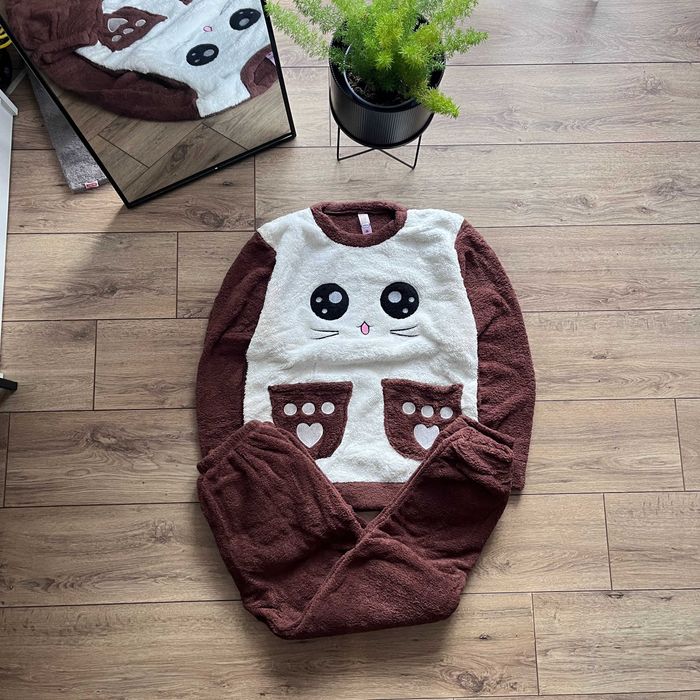 Damska Ciepła Pluszowa Domowa Miękka Komplet Piżama Prezent Dla Niej