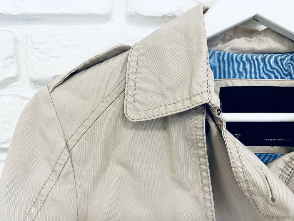 Zara Basic klasyczny płaszcz trencz beżowy S