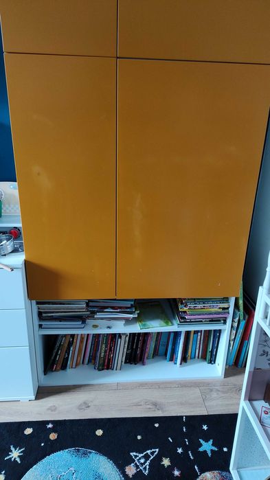 2 Szafy wiszące 2 moduły 40x160 cm i 60 x160cm musztardowe fronty.