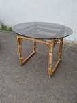 Mesa bambu com tampo de vidro 1m