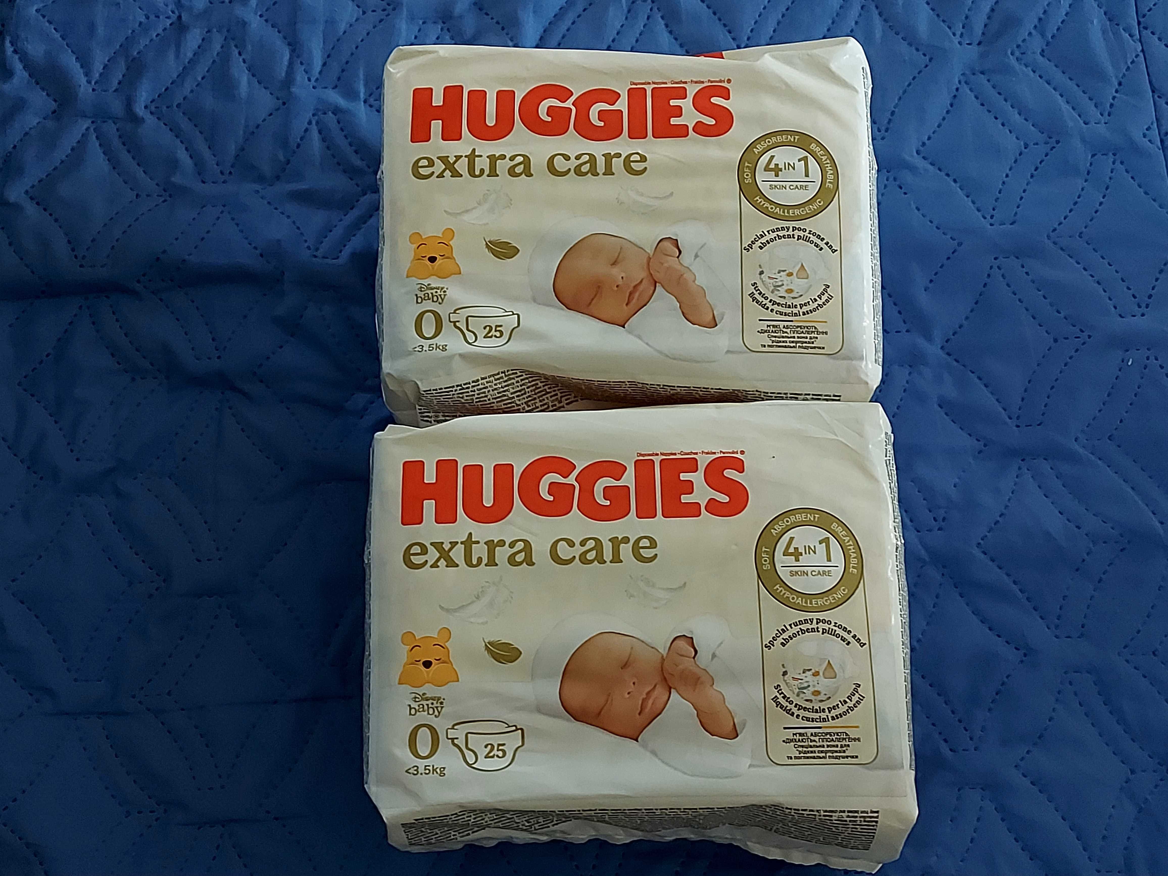 Підгузки Huggies Extra Care 0+ до 3,5 кг 25 шт. - 2 упаковки