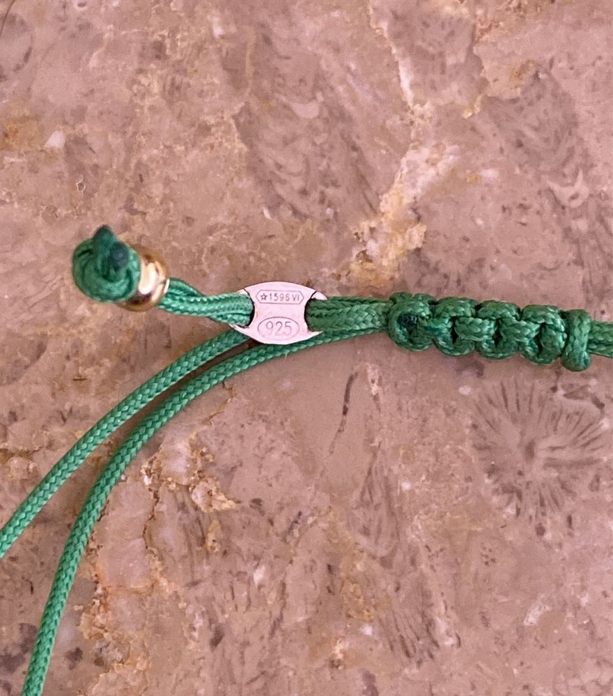 Pulseira de prata 925 coracao mais fio verde