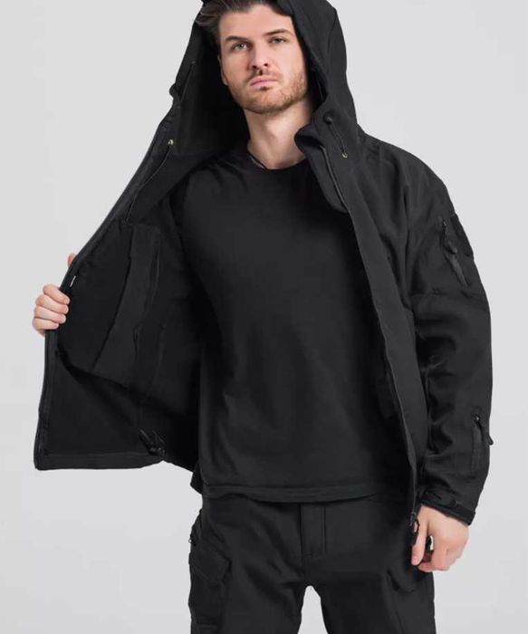 Чоловічий костюм Softshell Чорний тактичний демісезонний спортивний