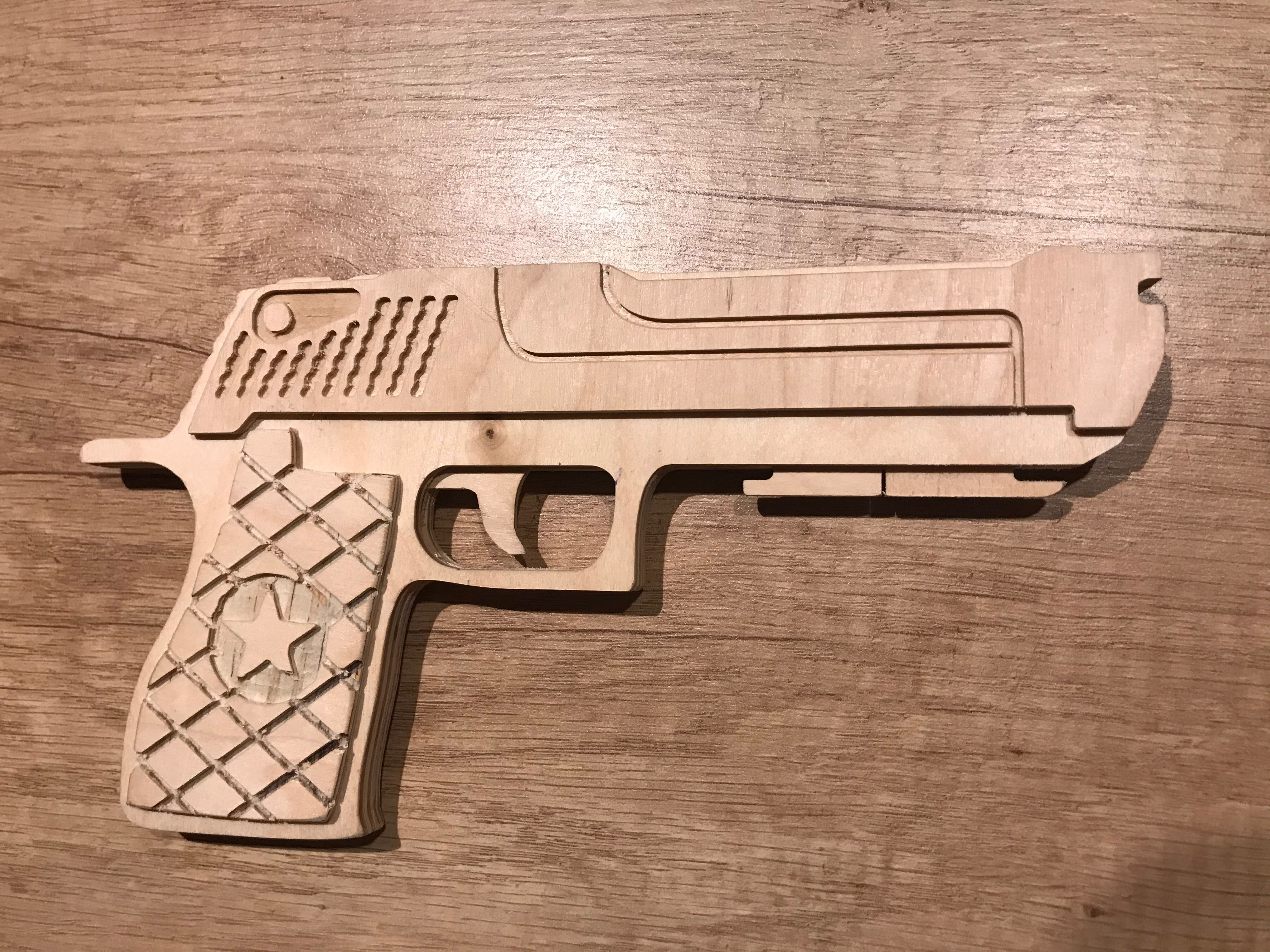 Pistolet drewniany zabawka na gumki recepturki