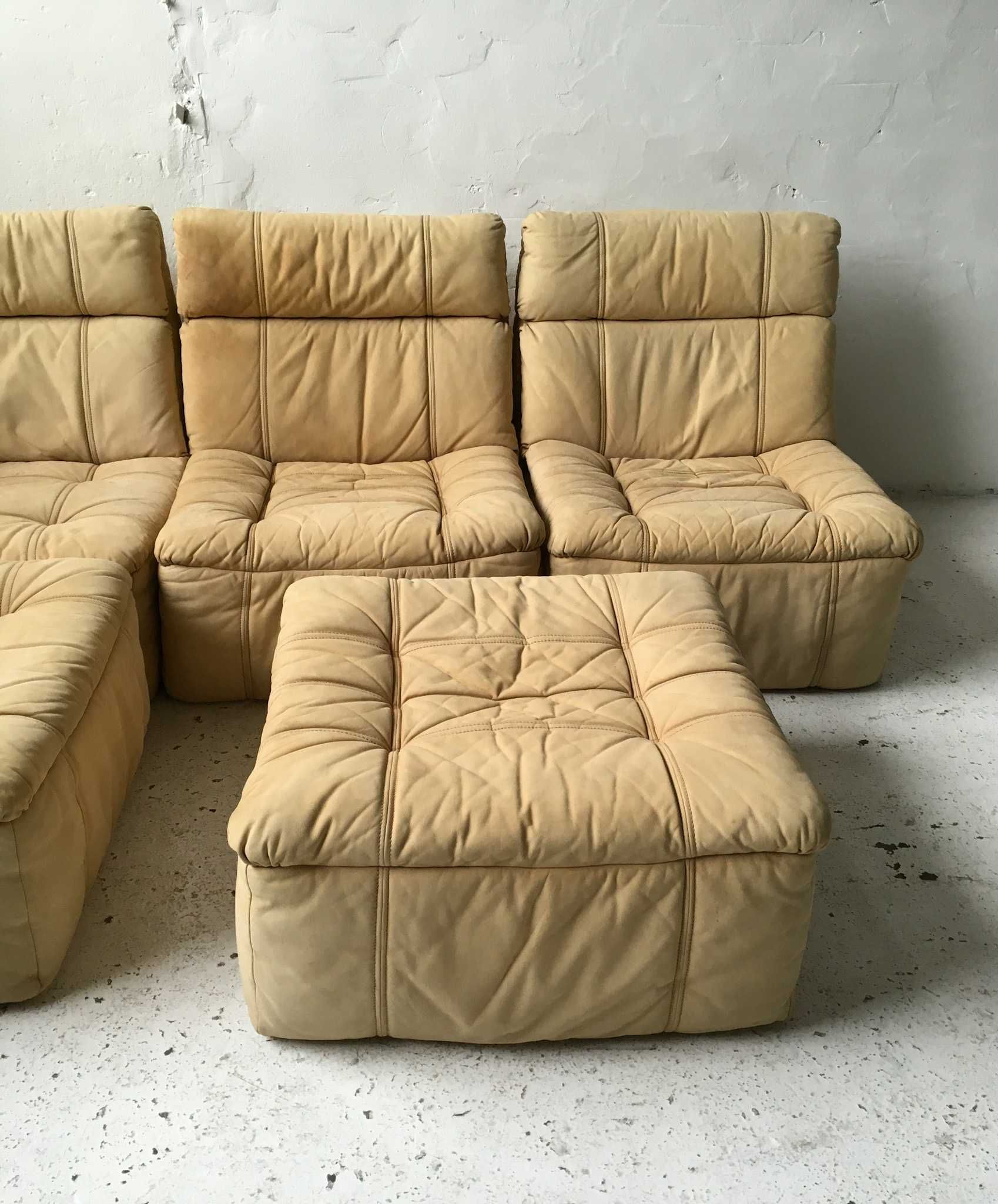 Rolf Benz sofa modułowa skóra nubuk lata 70 80 vintage design
