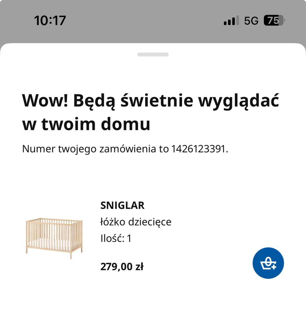 Łóżeczko Ikea SNIGLAR