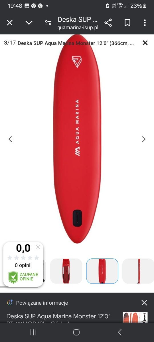 Syp Aqua Marina  366cm x84. Nowe zapakowane całe zestawy