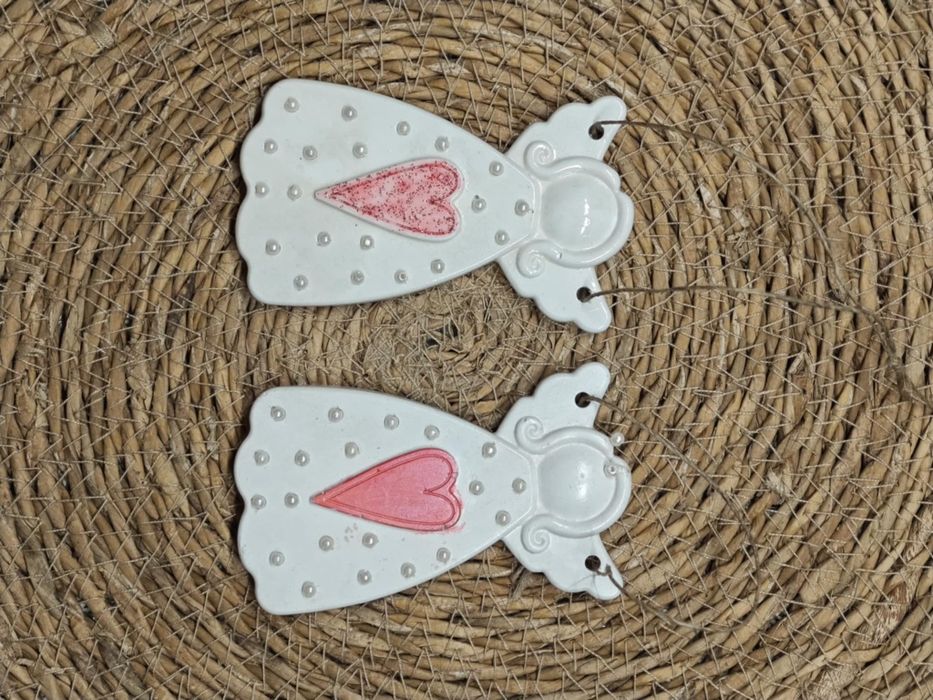 Aniołki gipsowe lakierowane na choinkę