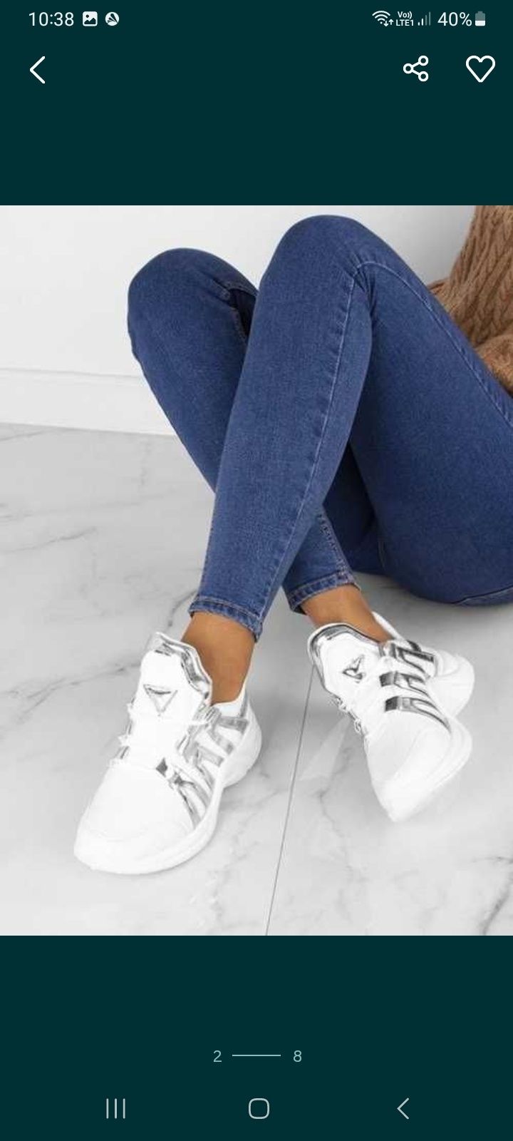 Sneakersy, adidasy białe że srebrnym r 38