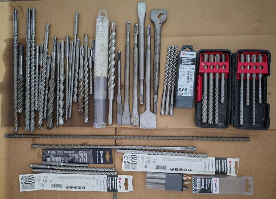 Wiertła i dłuta SDS PLUS Nowe i używane WURTH, BOSCH, HILTI- Zestaw