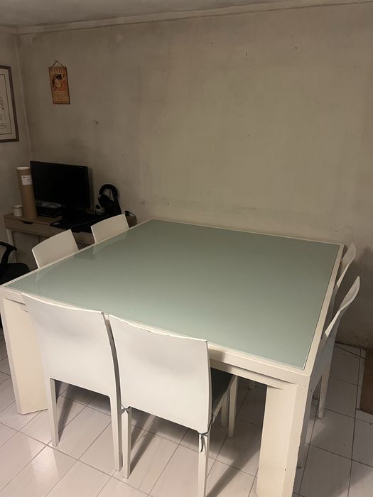 Mesa quadrada 1,47 m + 6 cadeiras – Conjunto jantar