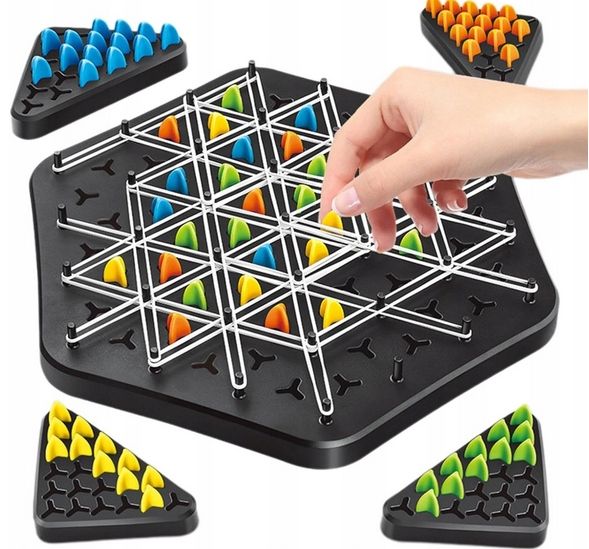 gra w trójkąty triggle logiczna trójkątne szachy chain game na prezent