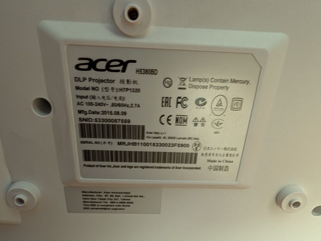 Projektor Acer P1320 + Ekran Projekcyjny Duży!