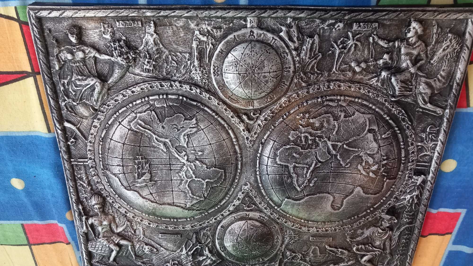 Obraz 3D Metalowa mapa świata-w stylu Loft,retro