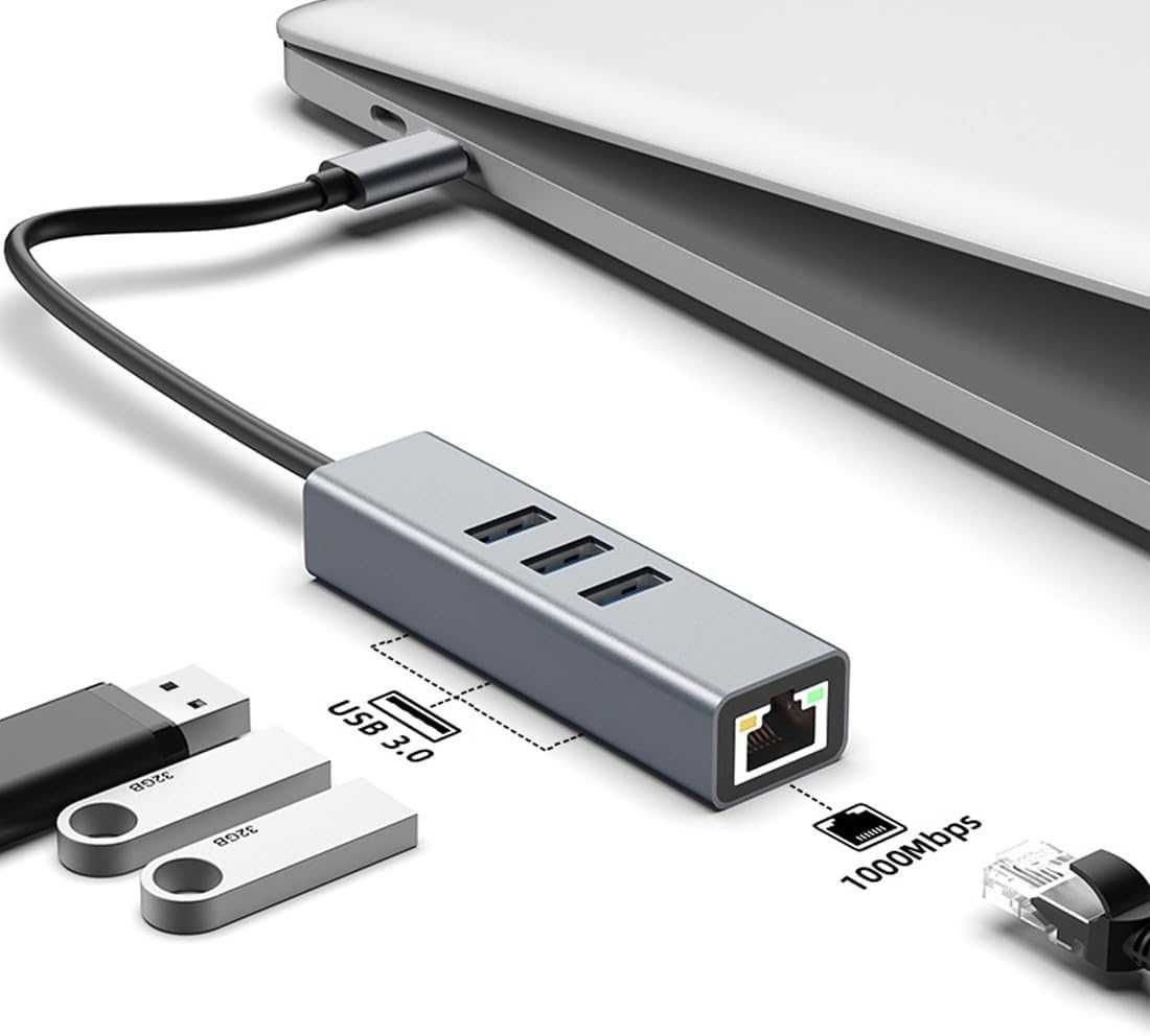 4 w 1 USB 3 USB C/Hub 3x USB 3.0+Ethernet RJ45 LAN Gigabit 1000MB 118