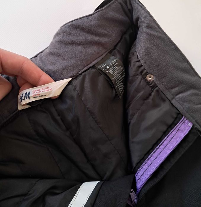 Подростковые горнолыжные чёрные зимние детские штаны H&M на девочку