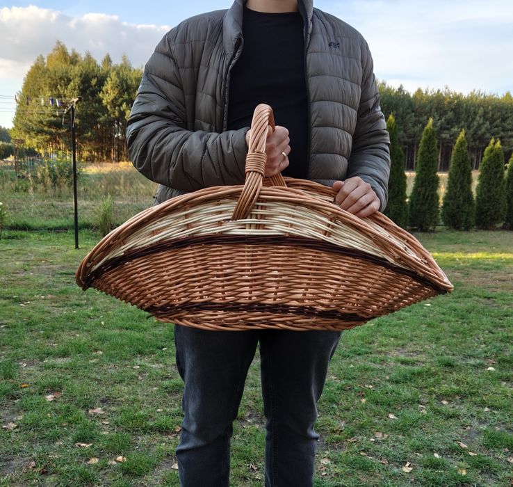 Kosz wiklinowy na drewno XL, kosz kominkowy