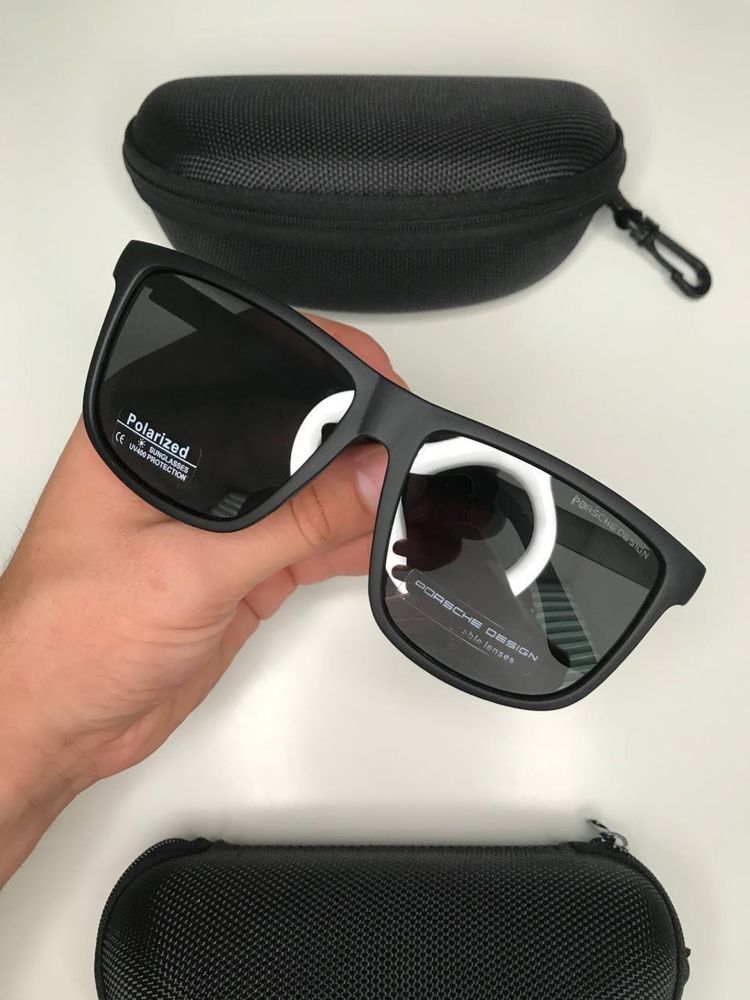 Мужские очки PORSCHE Design черные POLAROID от солнца с поляризацией