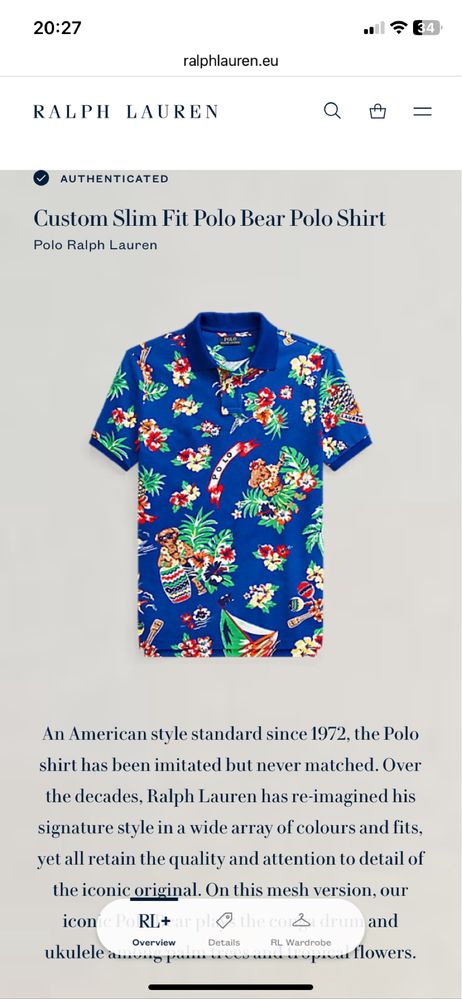 Koszulka polo Ralph Lauren, oryginalna z certyfikatem (kod QR)