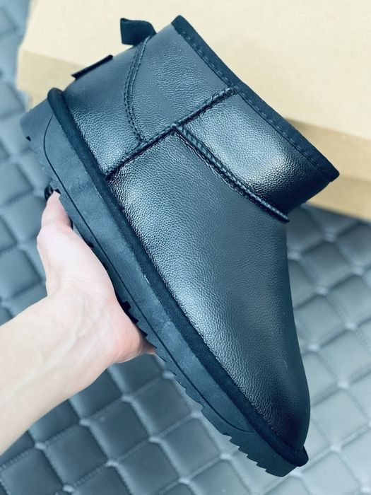 Мужские кожаные ульира мини угг Ugg ultra mini leather black