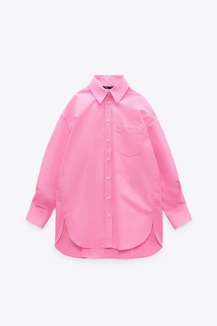 Неоновая розовая рубашка оверсайз zara