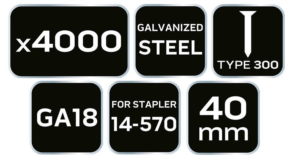 Gwoździe Galwanizowane, Ga18, Typ 300 (F), Długość 40 Mm, 4000