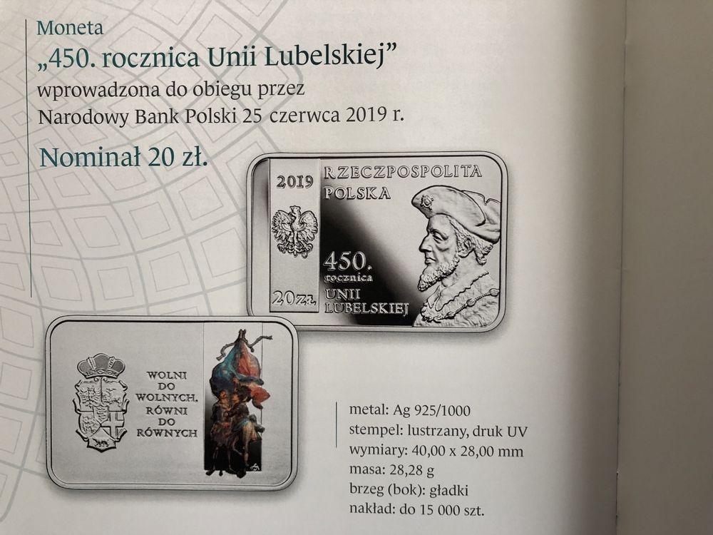 Folder do monety „ 450 rocznica Unii Lubelskiej „