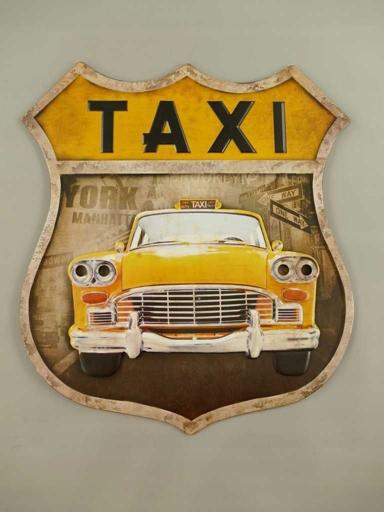 Metalowy plakat 3D szyld reklama TAXI żółte