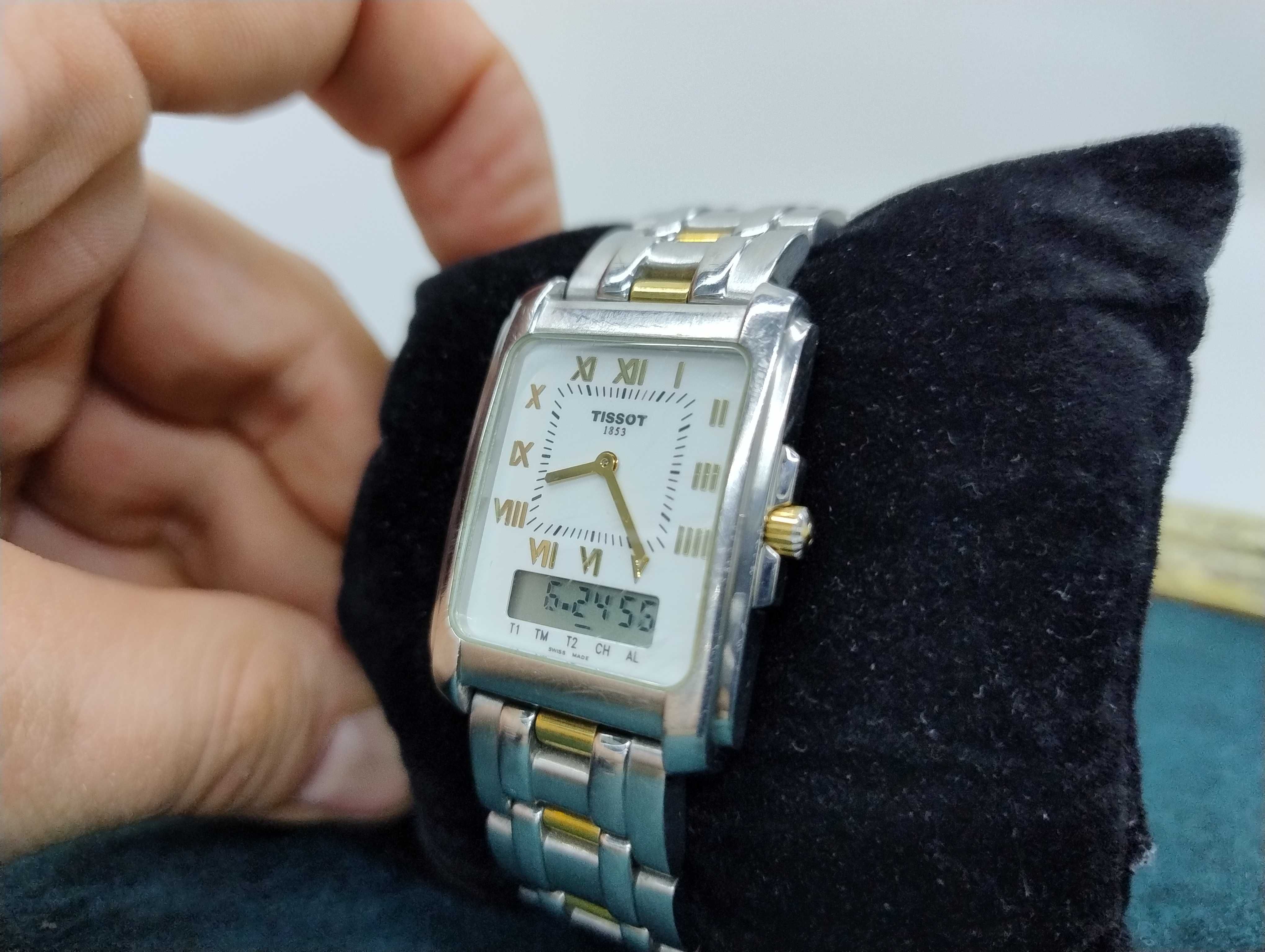 Przepiękny Zegarek Tissot dual time Oryginalny stal Bransoleta Swiss !