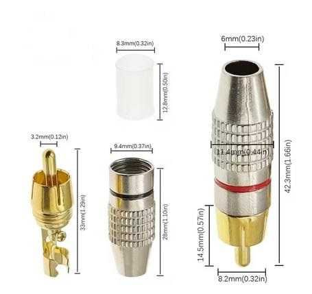 Штекери RCA тюльпан 2 шт чорний червоний.