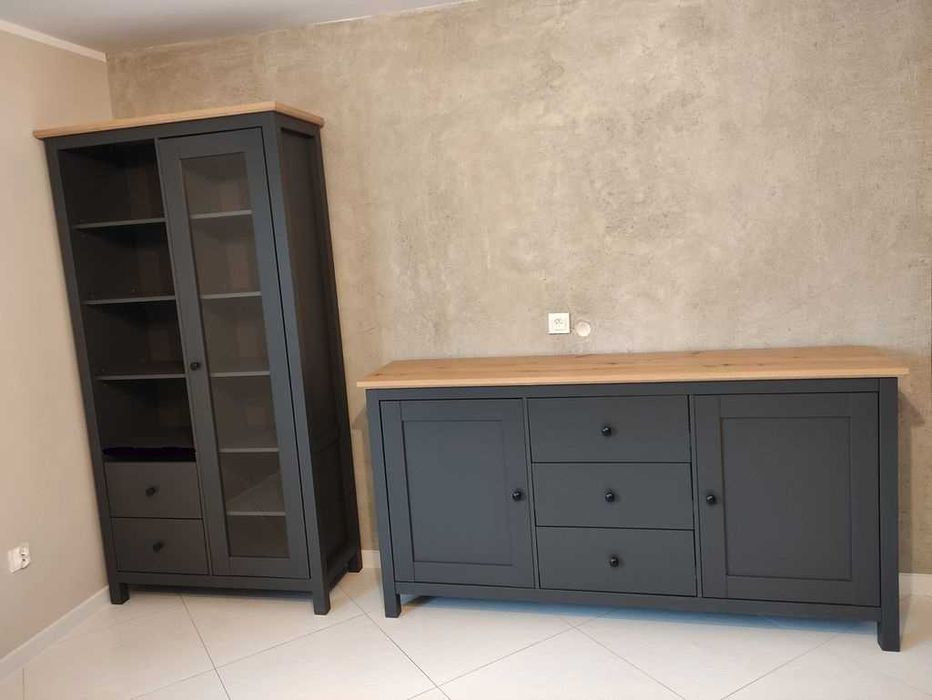 NOWY! Zestaw Mebli BRW HESEN Witryna + 2x Komoda + Stół + Półka