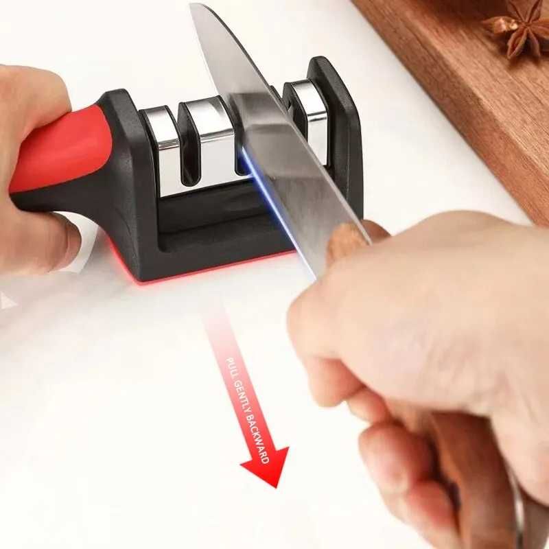 Afiador facas multifuncional tesouras canivetes 3 em 1 cozinha NOVO